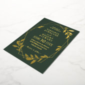 Elegant Geometric Modern Royal Dark Green Wedding Folie Uitnodiging (Gedraaid)