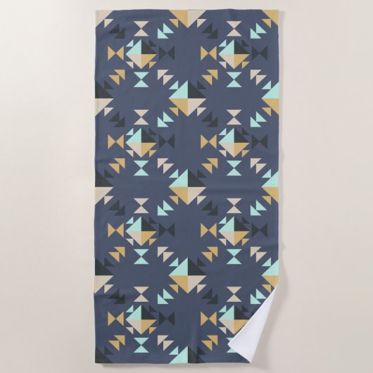 Elegant Geometric Pattern in Mint, Gold en Black Strandlaken (Voorkant)