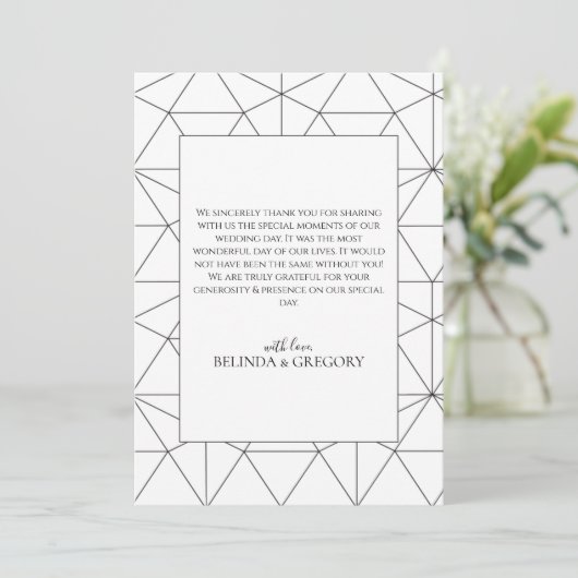 Elegant Geometric Pattern Weddenschap Hartelijk da Bedankkaart (Staand voorkant)