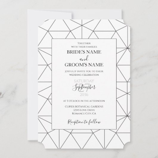 Elegant Geometric Pattern Wedding Invitations Kaart (Voorkant)