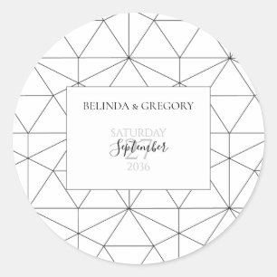 Elegant Geometric Pattern Wedding Ronde Sticker
