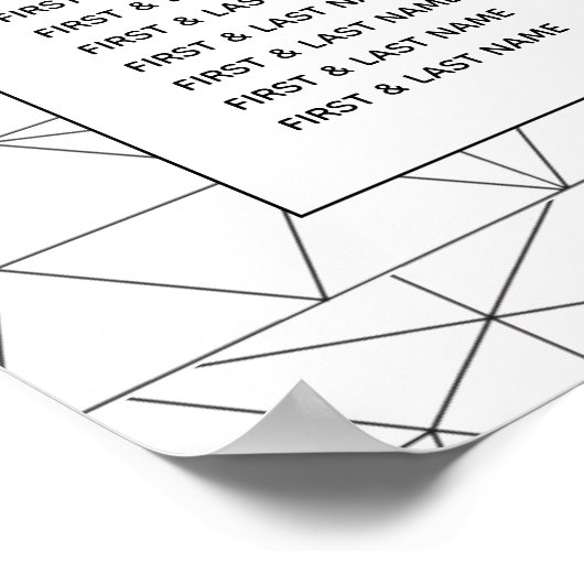 Elegant Geometric Pattern Wedding Seding Chart Poster (Hoek)