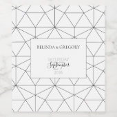 Elegant Geometric Pattern Wedding Wijn Etiket (Enkel label)