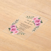 Elegant Geometric Pink Rose Wedding Acryl Uitnodigingen (Laagn)
