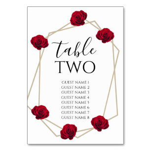 Elegant Geometric Red Rose Wedding Guest Names Kaart