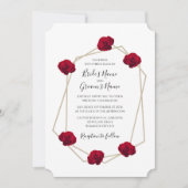 Elegant Geometric Red Rose Wedding Invitations Kaart (Voorkant)