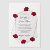 Elegant Geometric Red Rose Wedding Invitations Vellum Uitnodigingen (Voorkant)