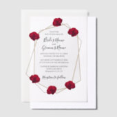Elegant Geometric Red Rose Wedding Invitations Vellum Uitnodigingen (Offset)