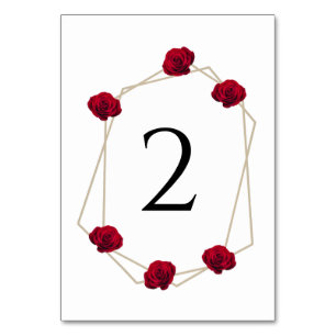 Elegant Geometric Red Rose Wedding Kaart