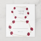 Elegant Geometric Red Rose Wedding Place Card (Buitenkant ongevouwen)