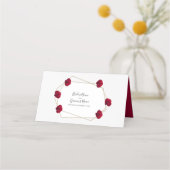 Elegant Geometric Red Rose Wedding Place Card (Achterkant)