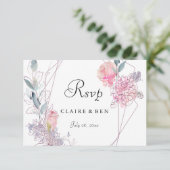 Elegant Geometric Roze Rose Floral Wedding RSVP (Staand voorkant)