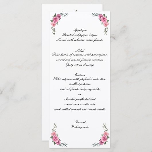 Elegant Geometric Roze Rose Wedding Menu (Voorkant / Achterkant)