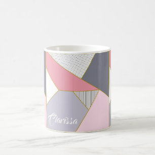 Elegant geometric stripes polka dots pastel koffiemok