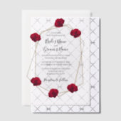 Elégant Géométrique Rose Rouge Invitations de mari (Décalage (Invitation))