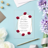 Elégant Géométrique Rose Rouge Invitations de mari (Insitu (Mariage))