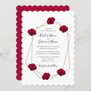 Elégant Géométrique Rose Rouge Invitations de mari
