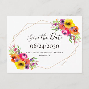 Elegant Geometrisch Bloemen Bruiloft Save the Date Briefkaart