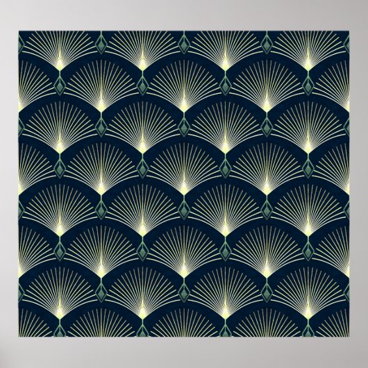 Elegant geometrisch: Blue Art Deco. Poster (Voorkant)