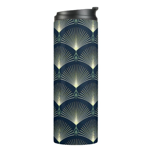 Elegant geometrisch: Blue Art Deco. Thermosbeker (Gedraaid links)
