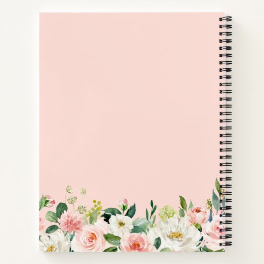 Elegant Geometrisch Blush Roze Bloemen Recept Boek (Achterkant)