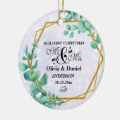 Elegant Geometrisch Goud Lijst met Eucalyptus Leav Keramisch Ornament (Links)