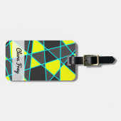 elegant geometrisch helder neongeel en munt bagagelabel (Voorkant horizontaal)