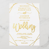 Elegant geometrisch lijst terrariumscriptbruiloft folie uitnodiging (Voorkant)