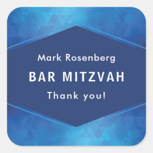 Elegant Geometrisch met Diamant Textuur Bar Mitzva Vierkante Sticker