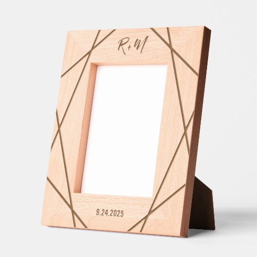 Elegant geometrisch | Monogram en datum Gegraveerde Lijstjes (Links)