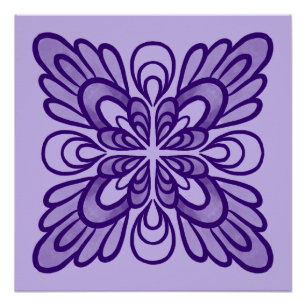 Elegant geometrisch Paarse bloemmotief Perfect Poster