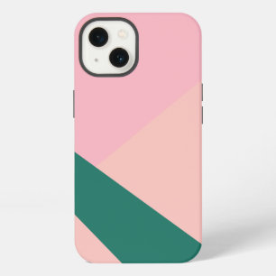 Elegant geometrisch pastel roze perzikgroen iPhone 13 hoesje