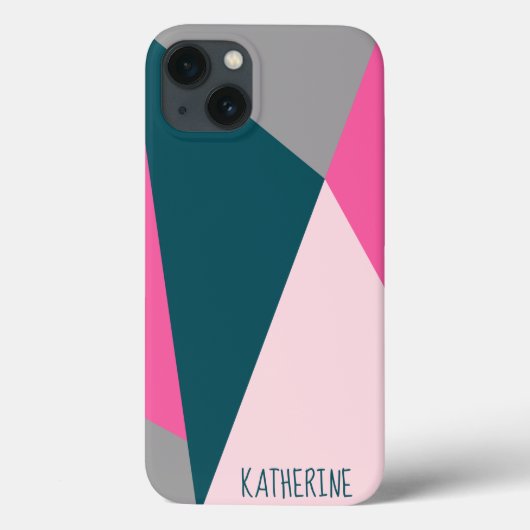 Elegant geometrisch pastel warm roze emerald groen Case-Mate iPhone case (Achterkant)