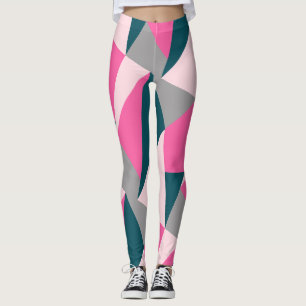 Elegant geometrisch pastel warm roze emerald groen leggings