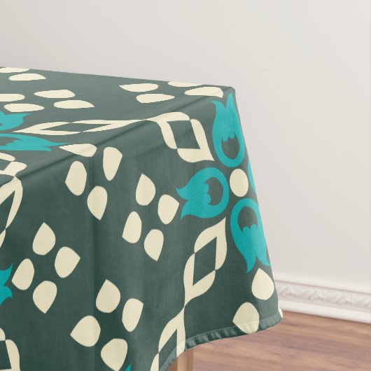 Elegant geometrisch patroon in Blauwgroen en wijze Tafelkleed (Voorbeeld)