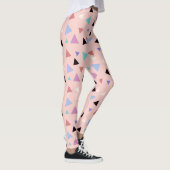 Elegant geometrisch patroon roze paarse munt zwart leggings (Rechts)