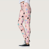 Elegant geometrisch patroon roze paarse munt zwart leggings (Links)