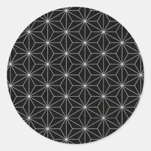 Elegant geometrisch patroon - Zilver en zwart - Ronde Sticker
