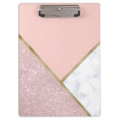 Elegant geometrisch roos goud glitter witte marmer klembord (Voorkant)