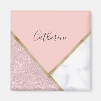 Elegant geometrisch roos goud glitter witte marmer
