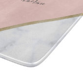 Elegant geometrisch roos goud glitter witte marmer snijplank (Hoek)