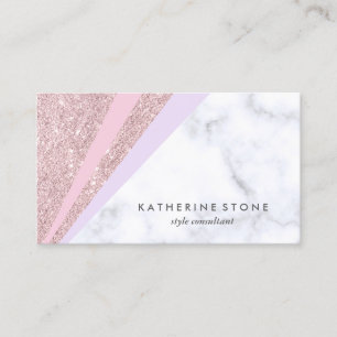 Elegant geometrisch roos goud glitter witte marmer visitekaartje