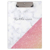 Elegant geometrisch wit marmer roos goud glitter klembord (Voorkant)