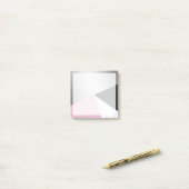Elegant geometrisch zilverwit marmer roze zwart post-it® notes (Op bureau)