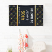 Elegant gepersonaliseerd 50e verjaardag Gold Spandoek (Insitu)
