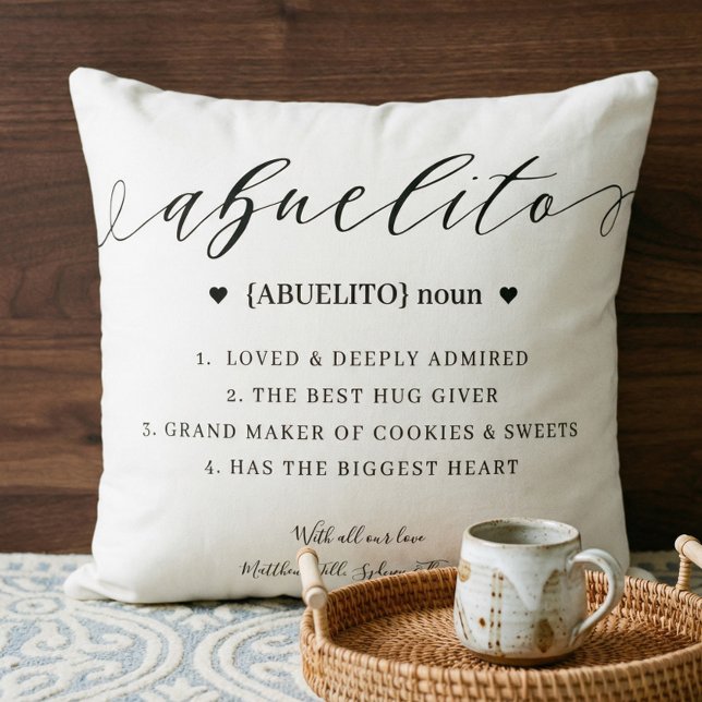 Elegant gepersonaliseerd Abuelito Definition Keepo Kussen (Elegant Personalized Abuelito Definition Keepsake Throw Pillow)