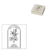 Elegant Gepersonaliseerd Bloem Ex Libris Rubberstempel (Gestempeld)