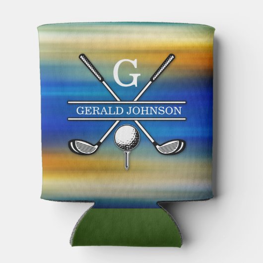 Elegant Gepersonaliseerd Golf Monogram Ontwerp Blikjeskoeler (Achterkant)