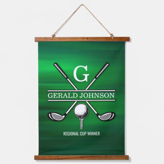 Elegant Gepersonaliseerd Golf Monogram Ontwerp Hangend Wandkleed (Voorkant)