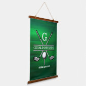 Elegant Gepersonaliseerd Golf Monogram Ontwerp Hangend Wandkleed (Gebogen)